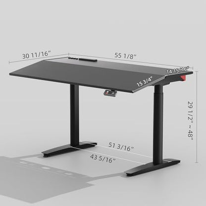 JWX Tilt Standing Desk, 0 to 15 Degree Ergonomic Tilting Desktop, Electric Height Adjustable Sit Stand Desk, 4 Motor Frame, TPU Soft Touch Surface, Home Office Gaming Desk - size: Ergonomic Tilt
