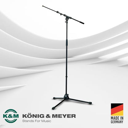 K&M König & Meyer 21090.500.02 Tripod Microphone Stand | Adjustable Telescoping 2-Piece Boom Arm | Professional Grade | Heavy Duty with Folding Leg Base | German Made Chrome - color: Chrome, style: Tall (35"-63")