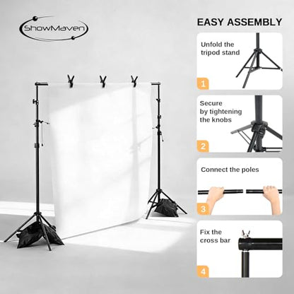 ShowMaven Backdrop Stand, 6.4ft x 10ft Adjustable Photo Background Stand with Carry Bag for Photography Photo Video Studio, Baby Shower, Birthday Party (6.4ftx10ft) - size: 6.4ftx10ft