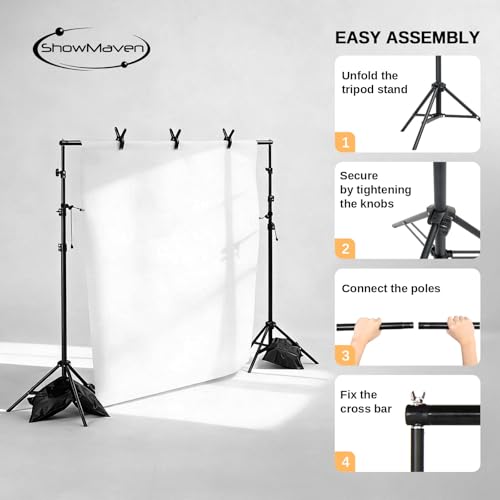 ShowMaven Backdrop Stand, 6.4ft x 10ft Adjustable Photo Background Stand with Carry Bag for Photography Photo Video Studio, Baby Shower, Birthday Party (6.4ftx10ft) - size: 6.4ftx10ft