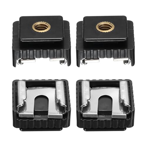 PATIKIL Hot Shoe Adapter 1/4" Female, 4 Pcs Hot Shoe Mount Adapter Camera Mount Screw Camera Video Light Converter for Microphone Holder Accessories 0.55x0.91x0.87 Inch