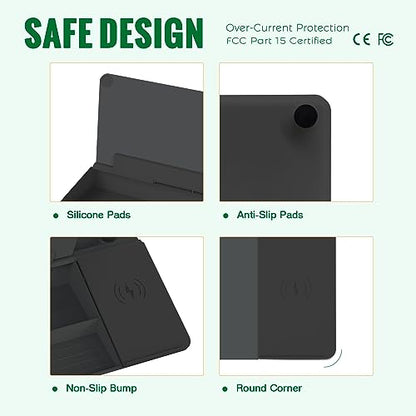 SELEAD Desktop Glass Whiteboard with Wireless Charger Station, Dry Erase Board Computer Pad Keyboard Stand with Organizer Drawer for Home, School, Office Desk Accessories, Black - color: Black Charger