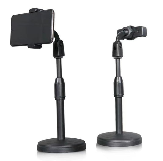 Desktop Phone Holder Stand with Adjustable Height | Rotating Head, Stable Round Base