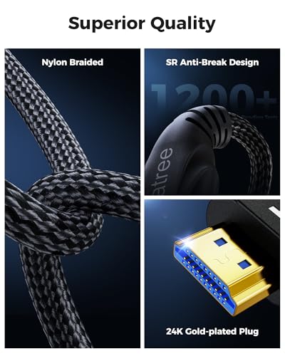 Cratree Short HDMI Cable 1.5FT/0.5M - 8K High Speed HDMI Cable,48Gbps,8K 60hz,4K 120hz,Braided,eARC - Compatible for HDTV,PS5,PS4,Blu-ray - size: 1.5FT