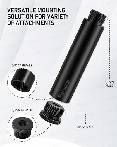 6-INCH Mic Stand Extension Tubes/Rods Parts (2PCS), Universal 5/8-27" Thread, Fits Most Mic Booms, Gooseneck Arms, Bases - KE26XL - size: 6-INCH 2PCS