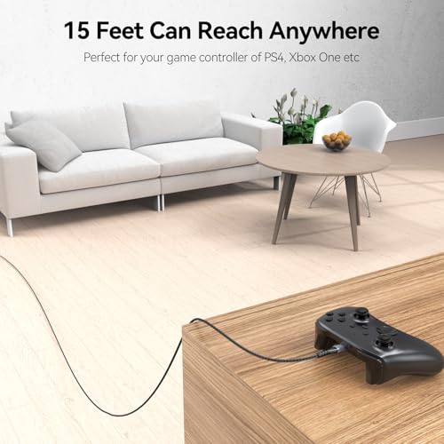 FEMORO Micro USB Cable 15Ft, Extra Long MicroUSB Fast Charging Cord & Data Transfer Braided for PS4 Xbox Controller WyzeCam v1-3 Old Android Phones Kindles Raspberry Pi 3 - size: 15 Feet