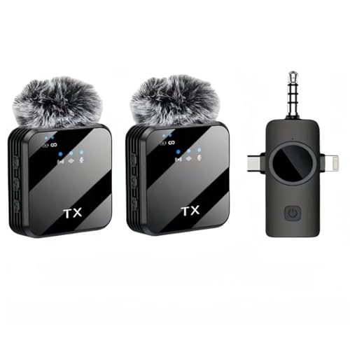 3 in 1 Wireless Lavalier Microphone for iPhone/Android/Camera,328ft Transmission, 18H Battery Life, Noise Reduction Lapel Mic for Record Interview, Vlogs, YouTube, Tiktok