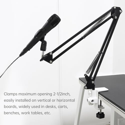 RTNLIT Desk Lamp Clamp, 1/2 inches 4 Hole Metal Table Mounting Clamp, Universal C Clamp for Magnifying Light/Microphone/Boom Scissor Arm, Fits up to 2-1/2 inches Desktop Thickness(White) - color: White