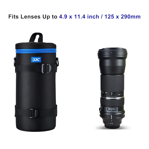 JJC Deluxe Lens Case Pouch Bag for Sigma 150-500mm f/5-6.3 DG OS HSM, Canon RF 800mm f/11 IS STM, Nikon AF-S NIKKOR 200-500mm f/5.6E ED VR & More Lenses Below 4.9'' x 11.4''(D x L) - size: XXXXL Size