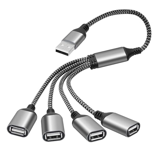 USB Splitter 1-In-4 Out Y-Adapter Cable 1 Feet, USB-A Male to four 4 Female OTG Extension Cord, 4 USB Type-A Port Connector Extender Hub, Data Charger Power Split for Car, Laptop, Keyboard, Mouse, PS4 - color: USB A Male to 4 Four USB Female, size: 1 Feet