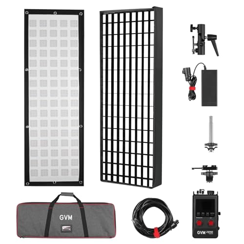 GVM Flexible LED Light Panel with Bluetooth Control, 200W Photography Light with Zipper Splicable, 2700K-6800K, Ultra-Thin 12"x36" Video Light with Softbox for Studio, Film, Vlog, Photography