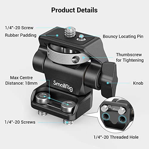 SmallRig Monitor Mount Swivel 360° and Tilt 180° Adjustable Bracket with 1/4"- 20 Screws for 5" and 7" Monitor - style: 1/4"- 20 Screws