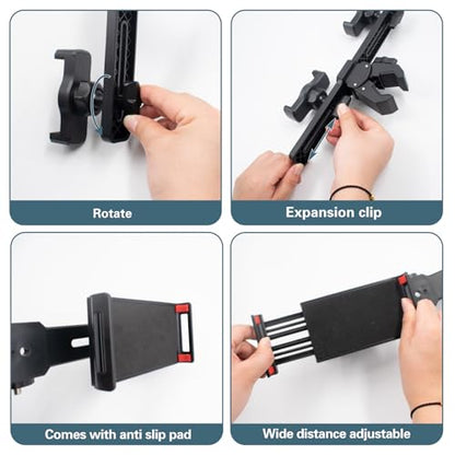 Dual Holder Smartphone and Tablet Tripod Mount Adapter, Universal 360° Rotation Adjustable Clip Stand for Vlog Live Streaming Video Recording, Compatible with 1/4'' Screws, Black - style: Phone and Tablet Holder