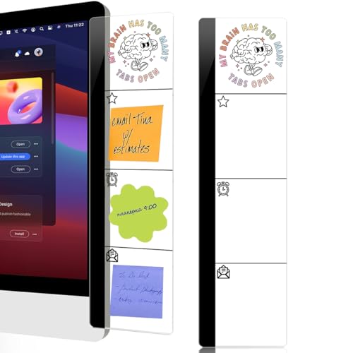Computer Monitor Memo Board My Brain Has Too Many Tabs Open Logo Decor Monitor Message Board Sticky Notes Office Desk Accessories for Send Family Members Office Friends and Colleagues Gifts - color: Brain Label