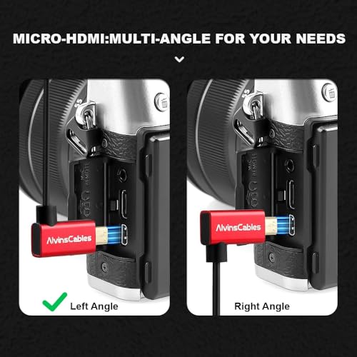 Alvin's Cables 8K 2.1 Ultra-Thin Left Angle Micro HDMI to HDMI Coiled Cable for Atomos Ninja V, 8K@60Hz 4K@120Hz High-Speed HDMI Cable for Sony A7RIII A7II A7M3, for Canon R5 M6 - size: 2.6ft, style: Left Angle micro HDMI Coiled