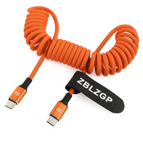 USB C Cable 100W Braided, 4K@60Hz Video Output, for Nikon Z9, RED Komodo-X, SmallHD Indie 7, LG OLED - color: Orange Braided, style: 100W
