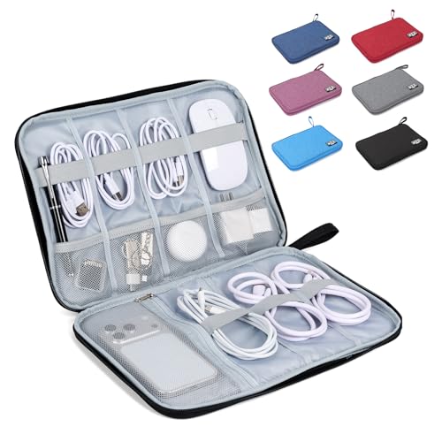 Electronic Organizer Travel Case, Slim Cable Accessories Pouch, Single Layer Tech Pouch & Cord Storage Bag for Chargers, Power Bank, SD Cards - Minimalist Travel Essentials - color: black, size: L