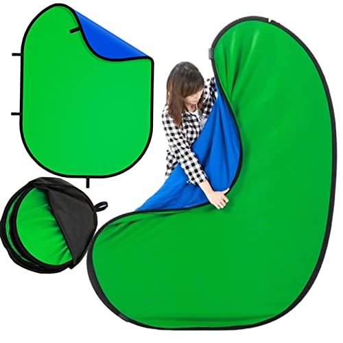 Blue Green Screen Backdrop Double Sided Collapsible Greenscreen Backdrop with Carrying Bag,Portable Pop Up Green Screen Background for Streaming Webcam (Blue & Green, 47.2 * 59.1") - size: 47.2*59.1"(No stand)