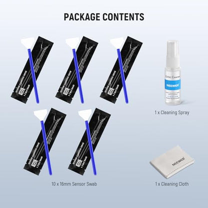 NEEWER 12 in 1 Camera Lens Cleaning Kit for DSLR Cameras, Electronics, Phones, Tablets, 10x Cleaning Swab for 16mm APS-C Sensor + 1x Cleaner Spray + 1x Cloth, HM-47