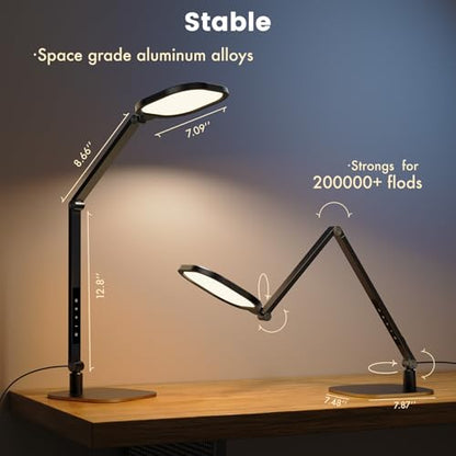 LitONES LED Desk Lamp for Home Office, 15W Desk Light with CRI >95, Memory & Timer Function, 1200LM Dimmable Computer Light for Video Calls, Conference, Reading, Study (Black-2packs) - color: Black - 2 Packs