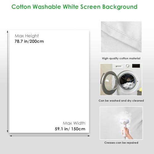 Green Screen Backdrop Kit, Portable Greenscreen Background with T-Shaped Stand, 5 Clamps & Carrying Bag for Photography, Streaming, Zoom, Gaming, (White, 6.5 Feet X 5.0 Feet) - color: 78×59IN White