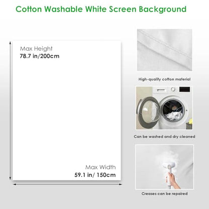 Green Screen Backdrop Kit, Portable Greenscreen Background with T-Shaped Stand, 5 Clamps & Carrying Bag for Photography, Streaming, Zoom, Gaming, (White, 6.5 Feet X 5.0 Feet) - color: 78×59IN White