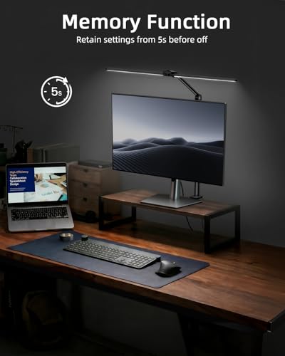 Desk Lamps for Home Office, Sensor Switch Dual Lamp Head | 270° Rotatable & Extendable Aluminum Alloy Arm, Eye-Caring, 24W Dimmable 3 Color Modes Desk Light with Clamp