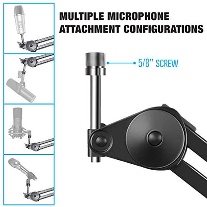 AxcessAbles Heavy Duty Mic Boom Arm 3.3ft Extension with 6ft XLR Cable & Ties | 5LB Capacity | Microphone Arm Desk Mount | Perfect for Gaming, Streaming & Pod Cast