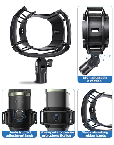 Custom Built for Blue yeti x Shock Mount, 2026 Upgrade Anti-Vibration Suspension Elastic Shock Mount Holder Clip Mics Stand Compatible with Blue yeti x Microphone