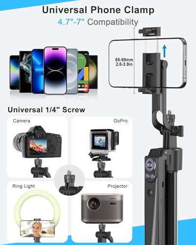 Vlogging Kit for iPhone/Android, 63” Auto Face Tracking Tripod for iPhone with Light, Wireless Microphones, Remote Control for TikTok, YouTube Starter Kit for Content Creator
