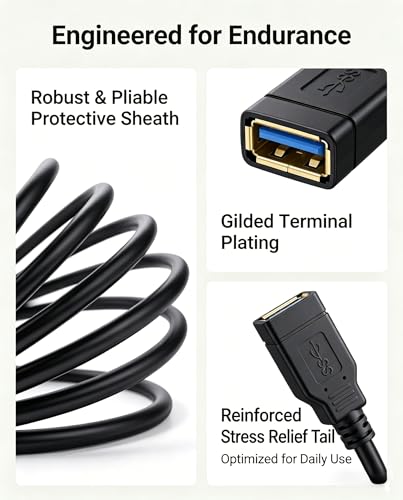 Meokse USB Extension Cable 15FT, USB 3.0 Extension Cable USB Male to Female Cord Compatible with Webcam, Camera, Phone, hub, Mouse, Keyboard, Printer, Hard Drive, VR, 5M - color: 15FT/5M