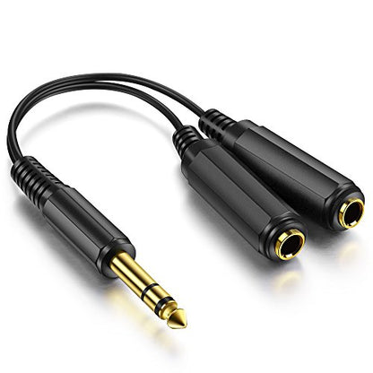 ICESPRING 1/4" 6.35mm Stereo Plug Male to Dual 1/4" Jack Female Cable | Splitter Cable Converter, 0.6 feet