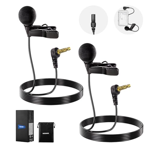 NEEWER ø4mm Mini Lavalier Microphone (2 Pack), Clip On Wired Condenser Lapel Lav Mic Set with 5ft/1.5m 3.5mm TRS Connector Compatible with DJI Mic 2 Rode Wireless Go II CM28 CM31 Camera, LM8 - style: LM8