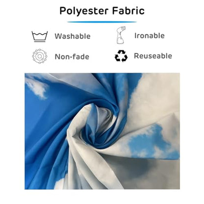 Fabric 5x3ft Sky Backdrop Theme Photography White Clouds Blue Sky Photo Backdrop for Newborn Baptism Baby Shower Kids Birthday Party Wedding Prom Banner - size: 5x3FT