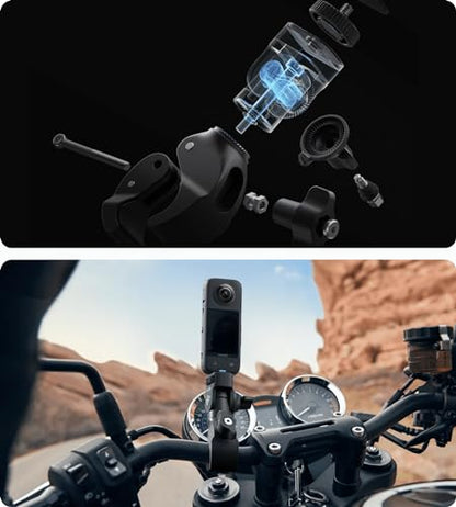 Insta360 Motorcycle Bundle New Version - Complete Mounting Kit X4/X3/X2/X 360 Cameras | Compatible with ACE/ACE PRO/GO 3/ GO2/ONE R/RS, DJI OSMO Action 4/3/2 and GoPro 12/11/10/9/MAX, Black - style: Motorcycle Bundle