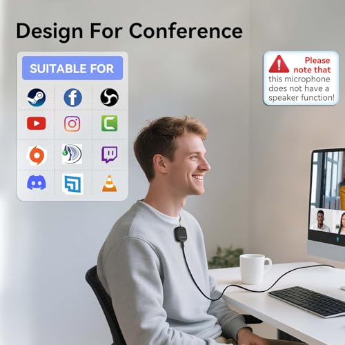AIRHUG Conference USB Microphone No Speaker, Desktop Computer Mic, Noise Canceling, Mute Button & LED Indicator, Plug & Play for Video Conference, Gaming, Online Class, Compatible with Windows & MacOS