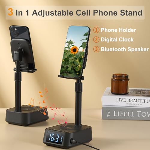 ASEAT Gifts for Men Women, Adjustable Phone Stand Bluetooth Speaker, Birthday Gifts Him Husband, Phone Holder for Kitchen Desk Bedroom, Cool Tech Gadget for Dad Mom Boyfriend, Christmas Ideal