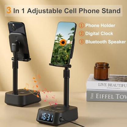 ASEAT Gifts for Men Women, Adjustable Phone Stand Bluetooth Speaker, Birthday Gifts Him Husband, Phone Holder for Kitchen Desk Bedroom, Cool Tech Gadget for Dad Mom Boyfriend, Christmas Ideal