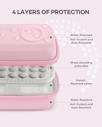 SQERO Digital Camera Case for KODAK PIXPRO FZ45 FZ55 & CAMKORY 1080P - Compact Travel Bag with 3 SD Card Slots,Small Lightweight Pouch, Cute Gifts for Adults Kids - color: pink