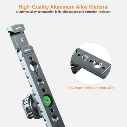Dual Cold Shoe Mount for Vlogging, Metal Microphone Mount with 1/4" Tripod Screw, Hot Shoe Mount with 4 Screw Holes, Flash Bracket Suitable for DSLR Camera,Microphone Audio Recorder Monitors