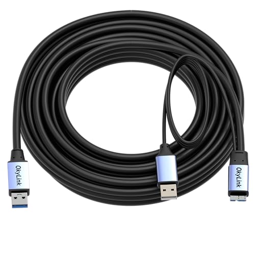 OkyLink Active USB 3.0 A to Micro-B Cable, Male to Male, 5Gbps, 25ft | 8M, 3.2 Gen 1, for External Hard Drive HDD SSD - color: Gray USB3.0, size: 25ft (8m)