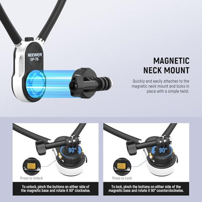 NEEWER GP-76 Magnetic Neck Mount Compatible with GoPro DJI Action Cameras, Quick Release Neck Holder with Air Cushion & Adjustable Chest Strap, Accessories Kit for POV Video Recording Vlogging - style: GP-76