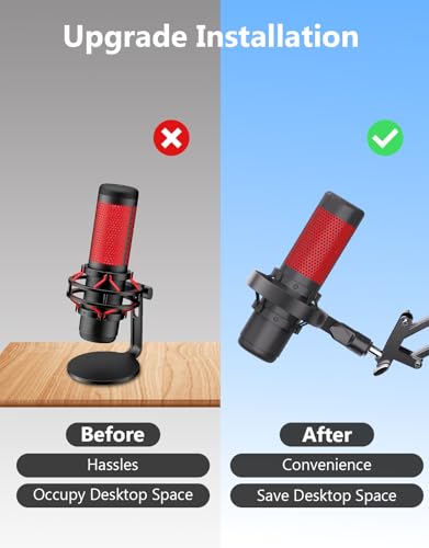 [2026 Upgrade] Microphone Shock Mount for HyperX QuadCast with 3/8" or 1/4" Screw Adapter, Works with HyperX QuadCast Microphone Stand & Boom Arm Durable Replacement Accessory for Mic - size: HyperX QuadCast Shock Mount