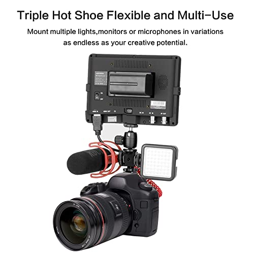 Triple Cold Shoe Mount Adapter, Cold Shoe Adapter Extension Bracket,Cold Shoe Mount Adapter with 1/4"-20 & 3/8"-16 Threads, Hot Shoe Mount for Camera DSLR Mirrorless Camcorder Mic LED Light Monitor