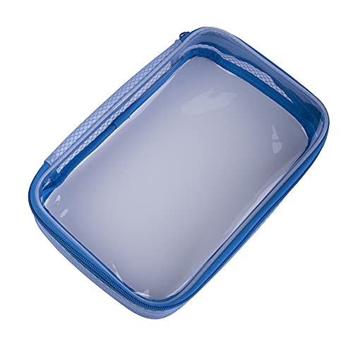 Filmsticks Set of 3 Transparent TPU Storage Cases, Blue, Small Medium Large, 170 x 50 x 135 mm to 250 x 50 x 160 mm, Clear Zip Organisers for Camera Gear, Cables, Tools and Accessories