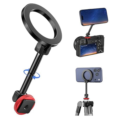 Itramax Magnetic Cold Shoe Camera Phone Mount for Magsafe,1/4" Threaded Hole iPhone Tripod Holder for iPhone 17 Pro Max 16 15 Plus 14 13 12,Samsung,Canon Nikon Sony DSLR,360° Rotation Photography - color: Black