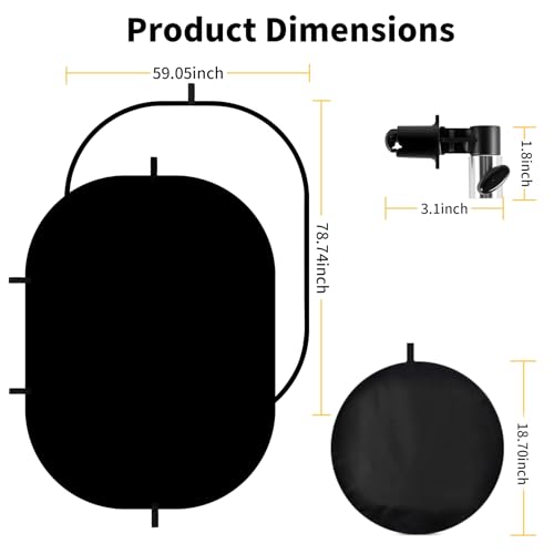 Meking 5x6.6ft Black White Background for Photography, Pop-Up Collapsible Backdrop 2-in-1 Muslin Self Tape Backdrop with Clip and Carry Case - color: Black&White, size: 5x6.6ft