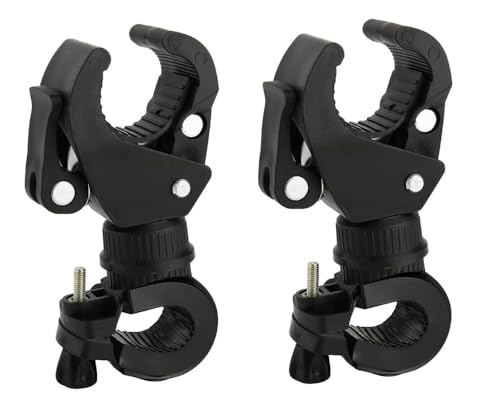 2 Pack Bicycle Flashlight Mount, 360 Degree Rotating Bike Light Mount, Universal Torch Clip for Mountain Bike and Bicycle LED Light Mount, Camera, GPS