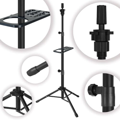 ZQIAN BEAUTY 50 Inch Metal Wig Stand, Adjustable Wig Head Stand, Mannequin Head Stand for Cosmetology Hairdressing, Wig Stand Tripod with Tool Tray (Black, Mannequin Head Not Included) - color: Black, size: 50 Inch