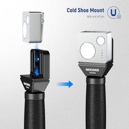 NEEWER 13"/33cm Telescopic Lavalier Microphone Handheld with Anti Off Cold Shoe Foam Windscreen Interview Mic Handle Compatible with Rode Wireless Go II DJI Mic CM31, MS005 - style: MS005(33cm)